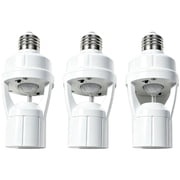 JUANGU 3pcs PIR Motion Sensor Light Socket, E26/E27 Screw Socket with Motion Sensor LED Light Holder for Hallway Porch
