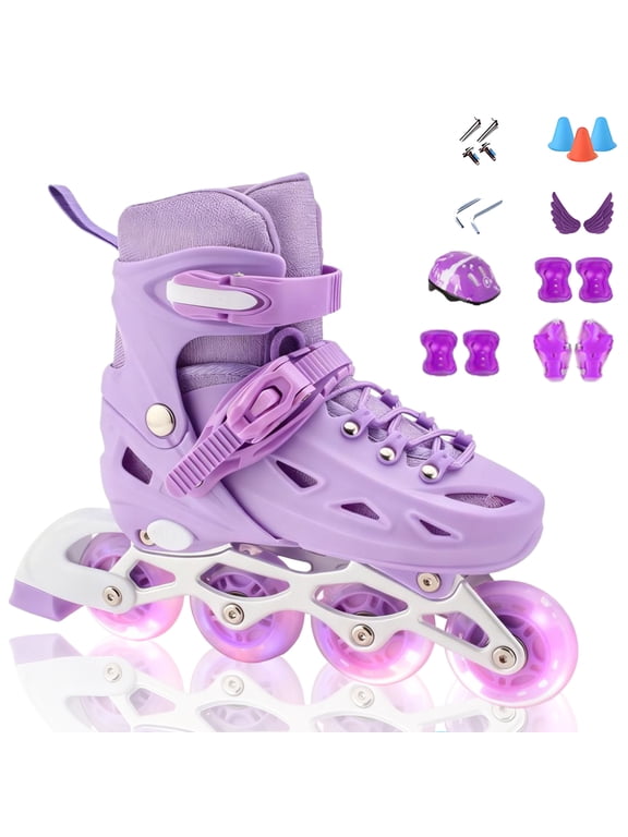 Adjustable Inline Skates for Women and Girls,Boy's Featuring Illuminated Wheels Skates, Great for Outdoor Sports,Purple