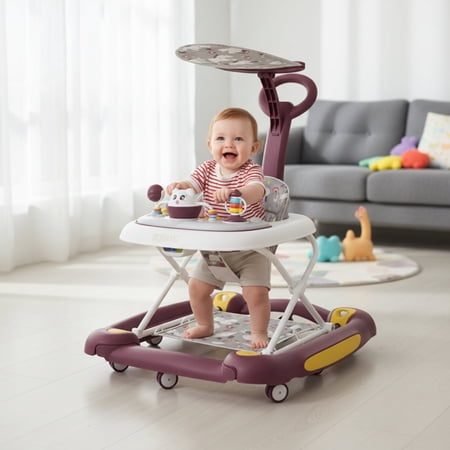JUANYU Baby Walker,3-in-1 Multi-Functional Folding Walker with 3 Height Adjustable Settings,for Toddlers 6-18 months,Red