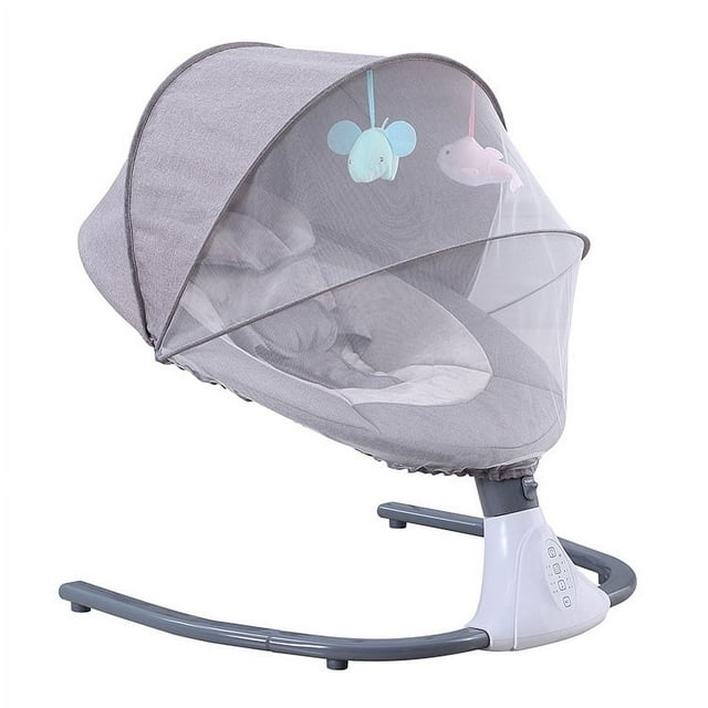 JUANYU Electronic Baby Swing with Smart Remote,Washable Design,0-18 Months,Grey