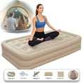 thumbnail image 1 of JUANYU Lightweight Air Mattress,Easy Setup Ultra Comfort Inflatable Airbed with Built-in Pump for Camping,Travel,Guests,75"×39"×16",Beige,Twin Size, 1 of 8