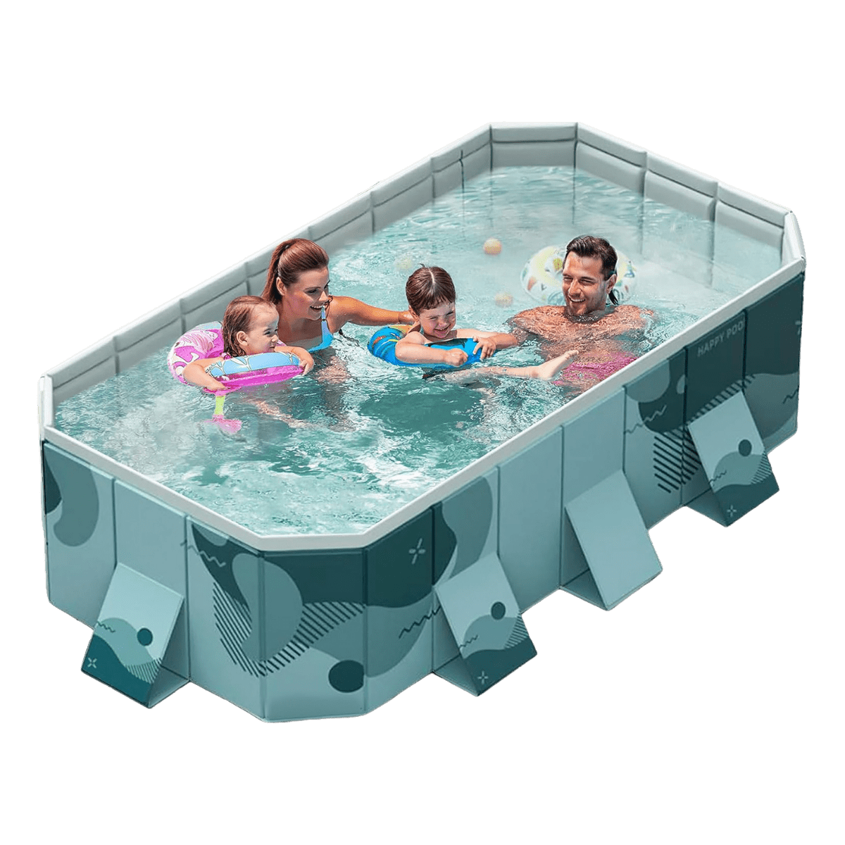 JUANYU 102in Non-Inflate Swimming Pool,Large Foldable Above Ground Swimming Pool for Family and Outdoor Use, 1-6 People,Green
