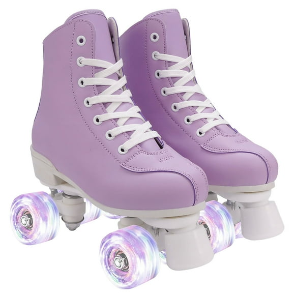 JUANYU Purple Roller Skates for Women and Girls, Men's Quad Skates with Light Up Features(Women's 9/Men's 7.5 )