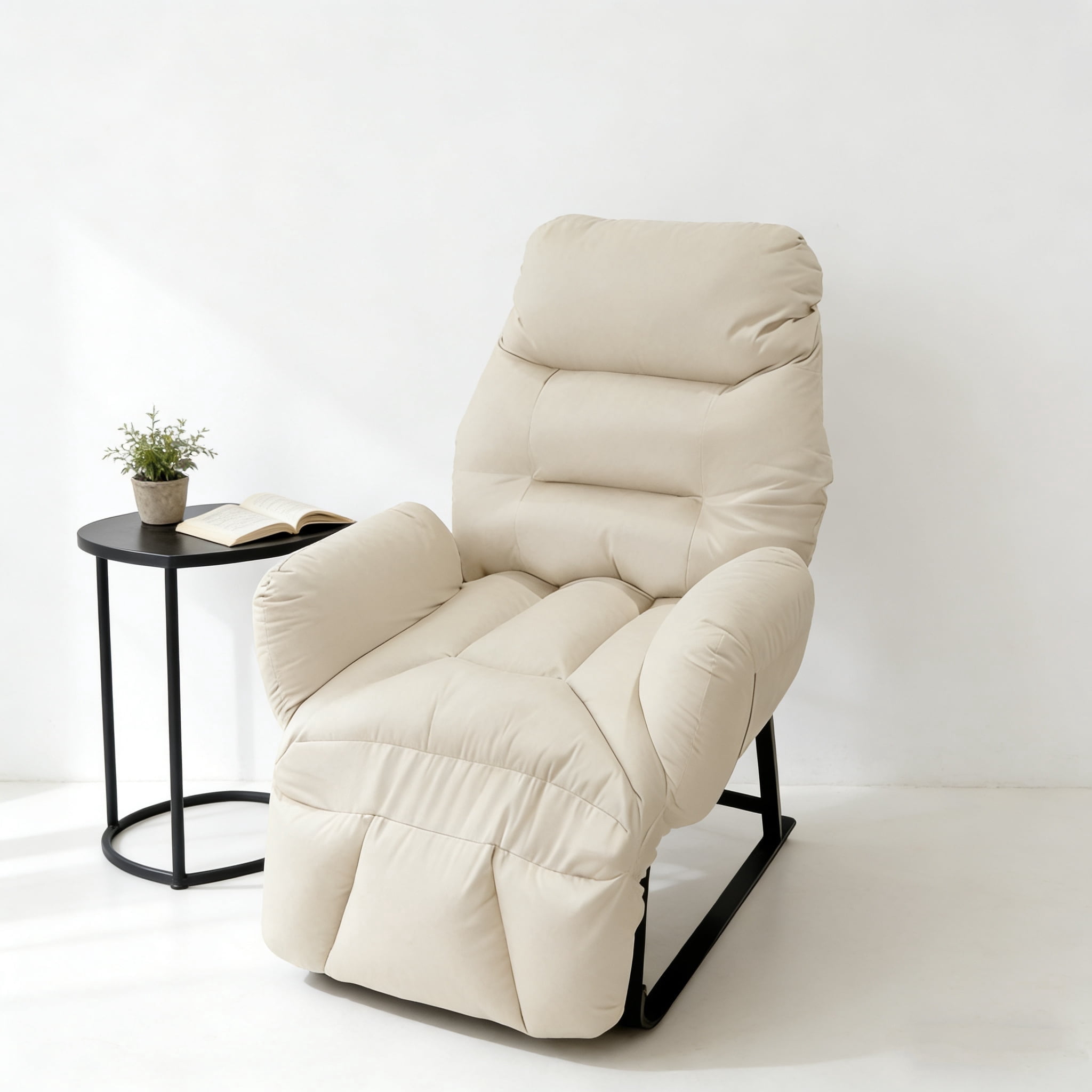 JUANYU Reclining Office Chair,5-Position Backrest Adjustment Desk Chair with Footrest,Ideal for Home or Office Use,Off White