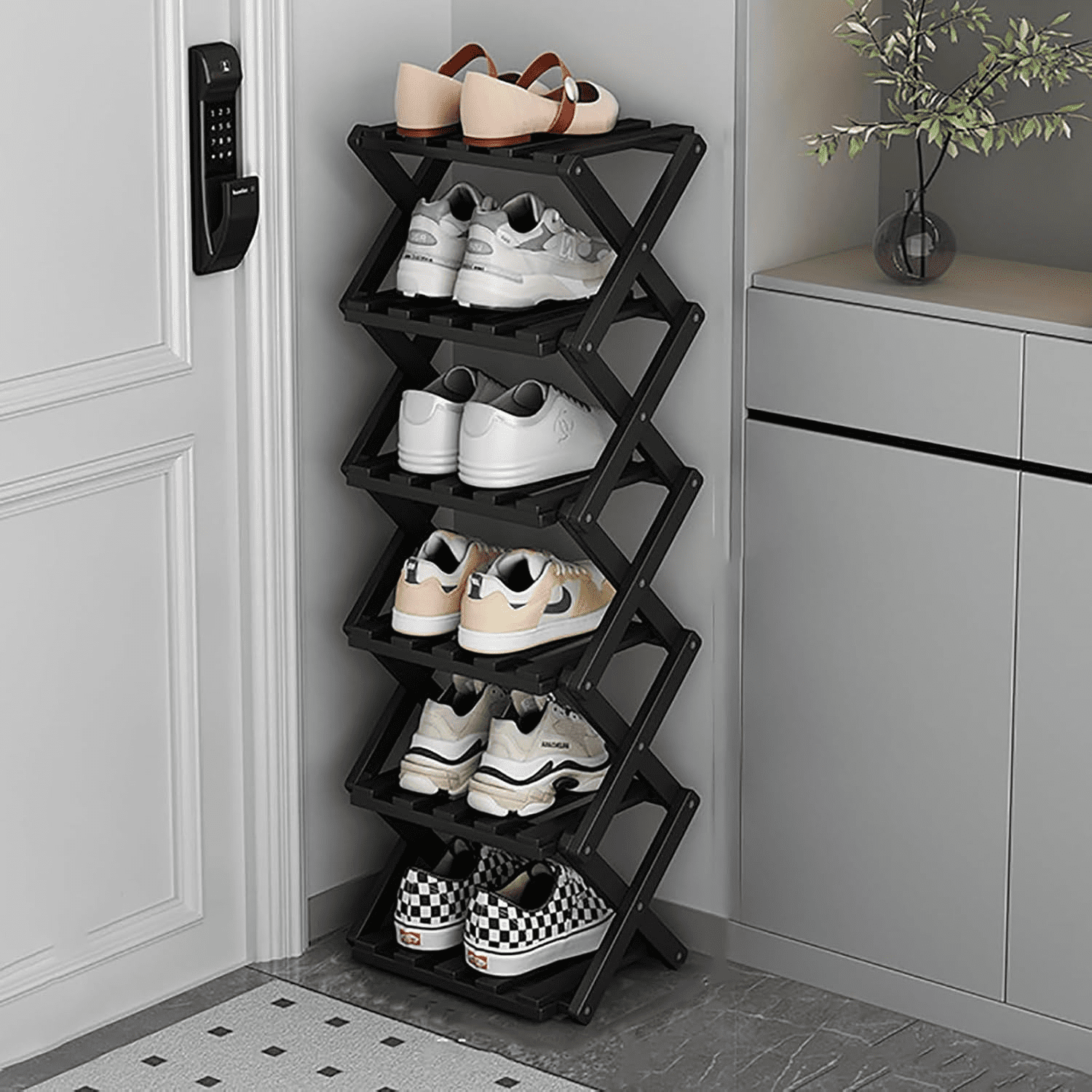 Durable Rack JUANYU Shoes Rack Organizer,Multi Tier Wooden Foldable Storage Rack for ...