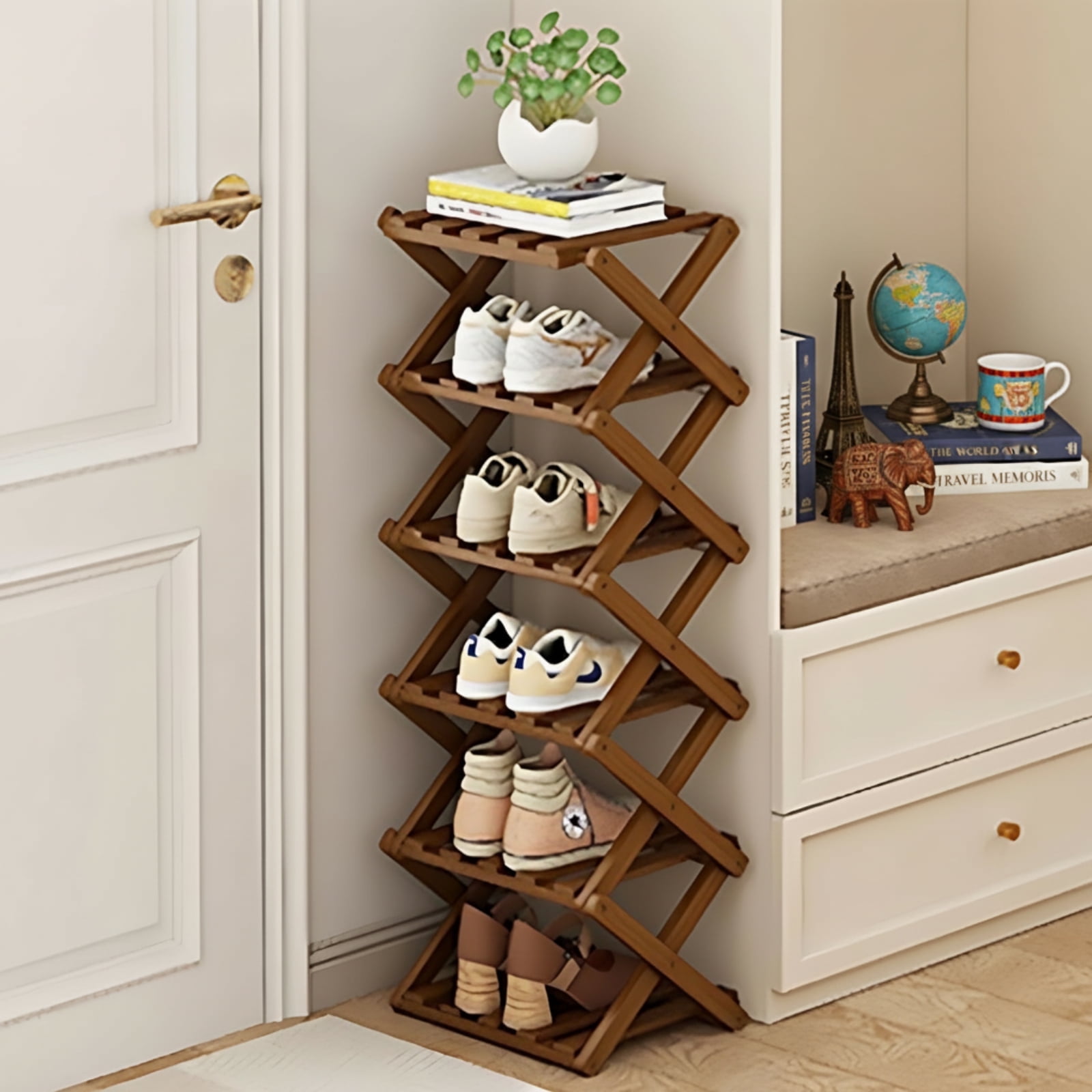 JUANYU Shoes Rack Organizer,Multi Tier Wooden Foldable Storage Rack for ...
