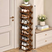 JUANYU Shoes Rack Organizer,Multi Tier Wooden Foldable Storage Rack for Home Shoe Storage with Durable Cross Structure,8-Tier,Tawny