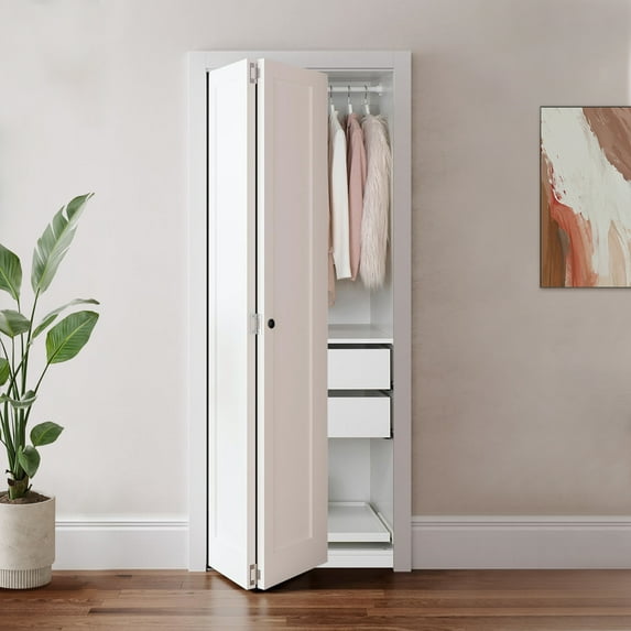 JUBEST 30"x80" 1 Panel White Primed Hollow-Core Composite Interior Bifold Closet Door