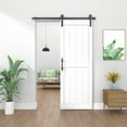 thumbnail image 1 of JUBEST 30"x84" Sliding Barn Door with 5FT Barn Door Hardware Kit&Lock Included, Pre-Drilled MDF Sliding Door with Water-Proof & Scratch-Resistant PVC Surface, H-Frame White Barn Door, Easy to Install, 1 of 10