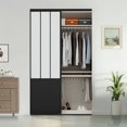 thumbnail image 1 of JUBEST 48"x80" Frosted Safety Glass Full Lite Powder Coated Black Steel Framed Sliding Closet Doors With Installation Hardware Kit, 1 of 8