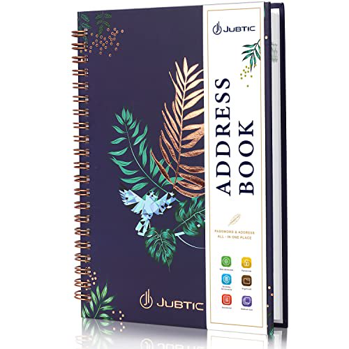 JUBTIC Hardcover Address Book with Alphabetical Tabs, Spiral Bound
