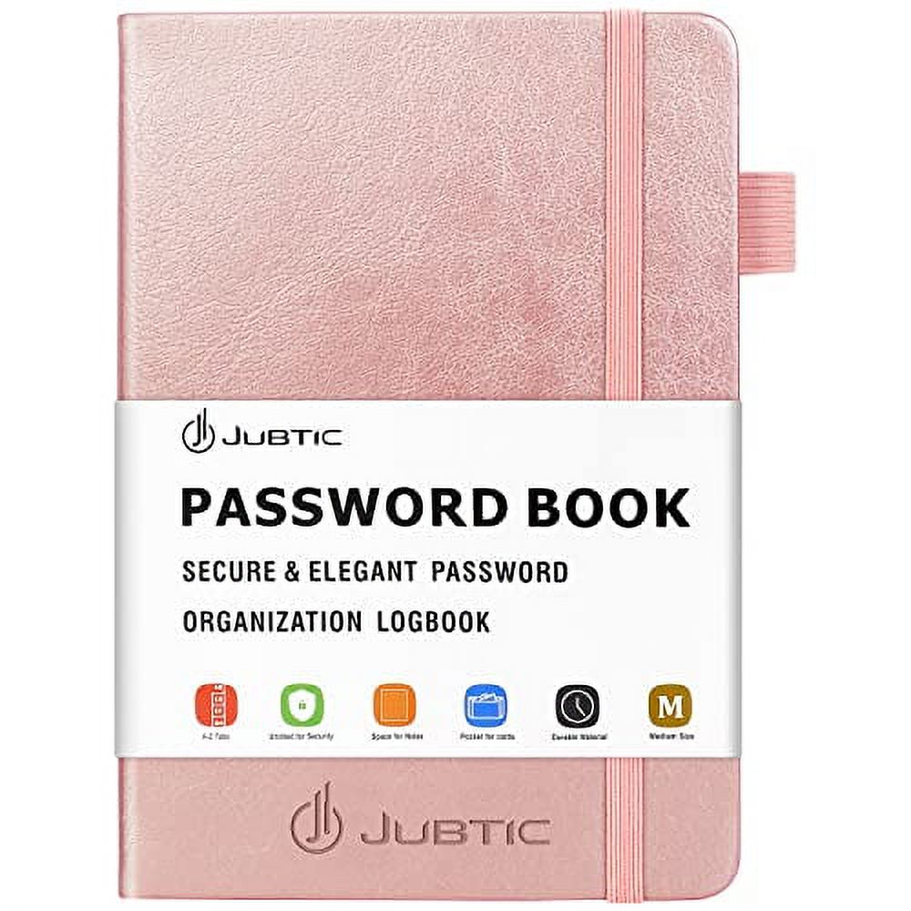 JUBTIC Password Book with Alphabetical Tabs. Medium Size Password