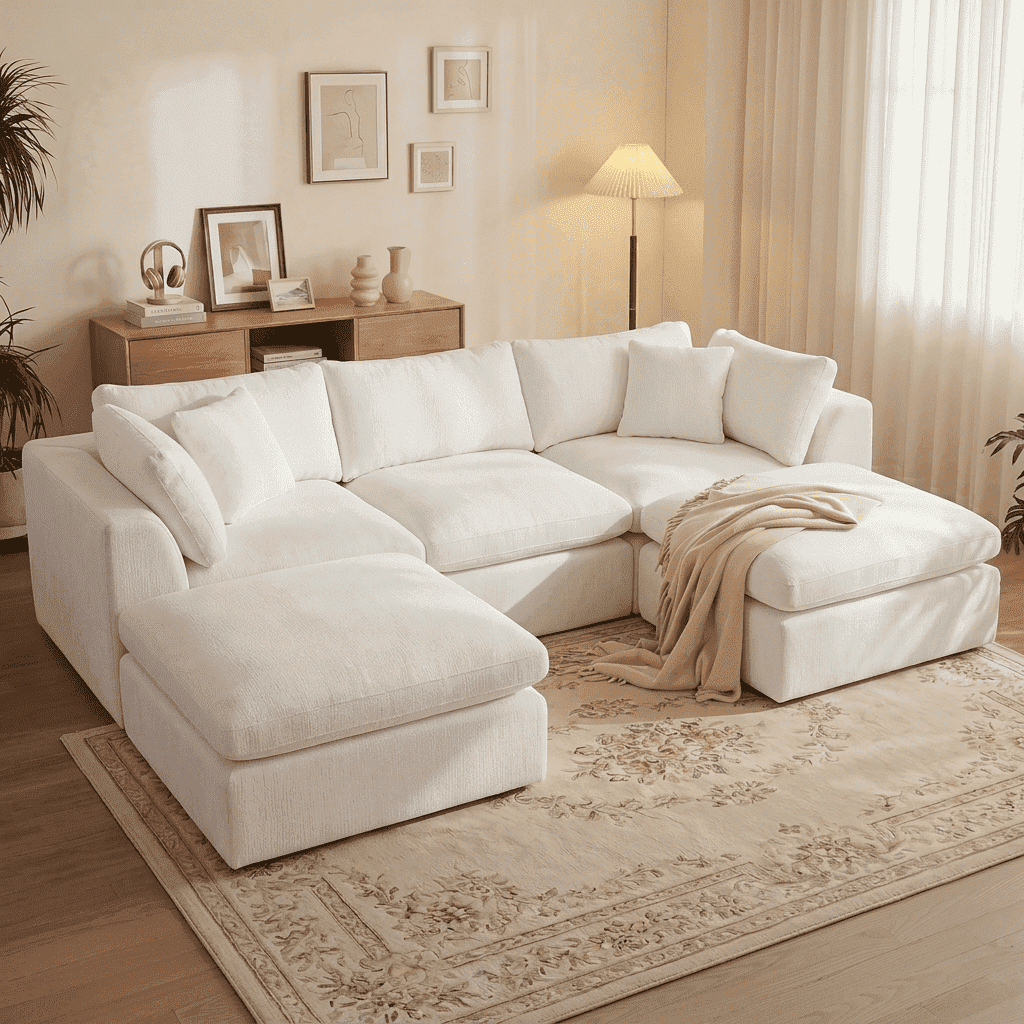 JUDISELEX 108"Modular Sectional Sofa with Ottoman,Cloud Couch U-Shaped ...