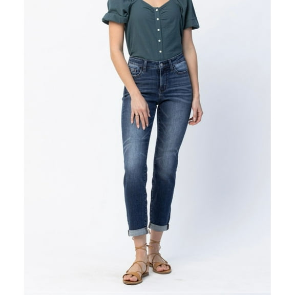 JUDY BLUE  BASIC CUFFED SLIM FIT JEANS