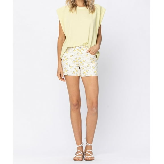 JUDY BLUE FLOWER PRINT JEAN SHORTS