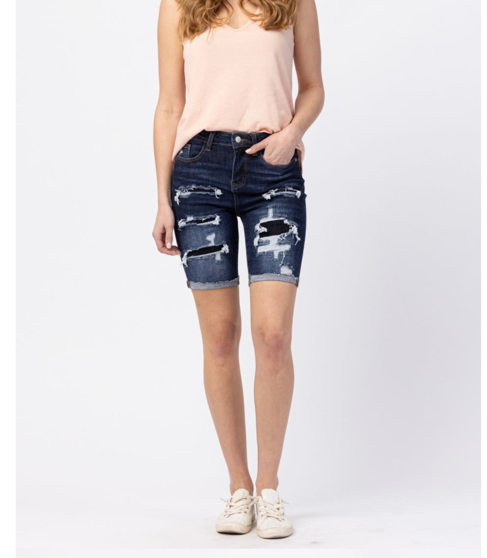 JUDY BLUE HI RISE DESTROYED BERMUDA SHORTS XL