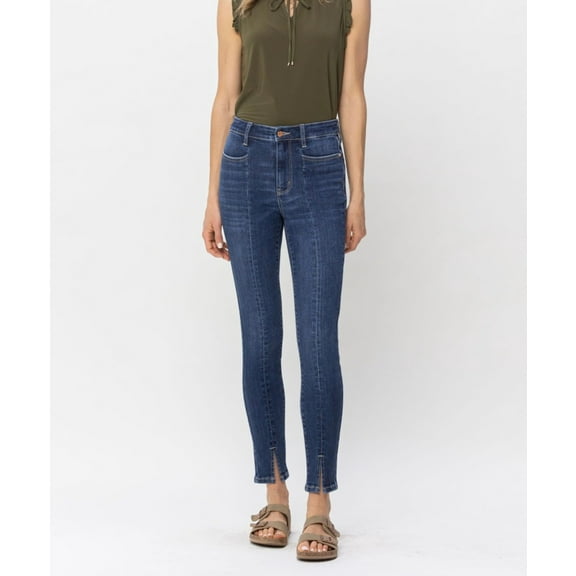 JUDY BLUE HIGH WAIST FRONT SEAM AND SLIT SKINNY JEANS