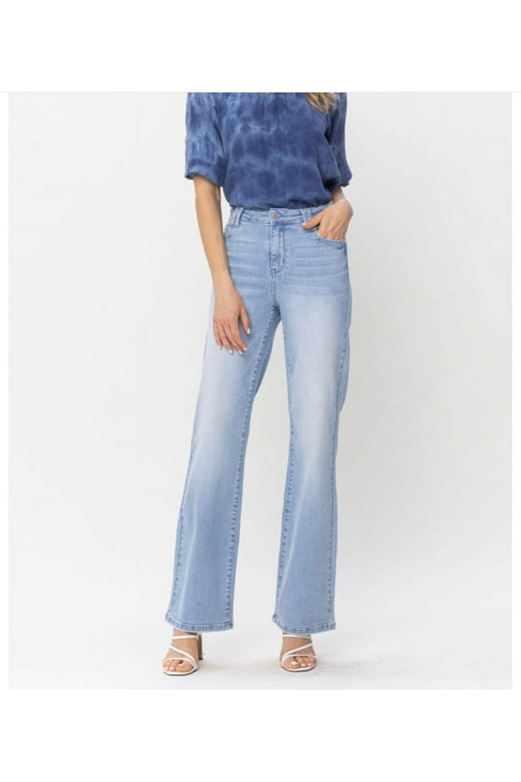 HIGH WAIST POCKET DETAILS WIDE LEG JEANS