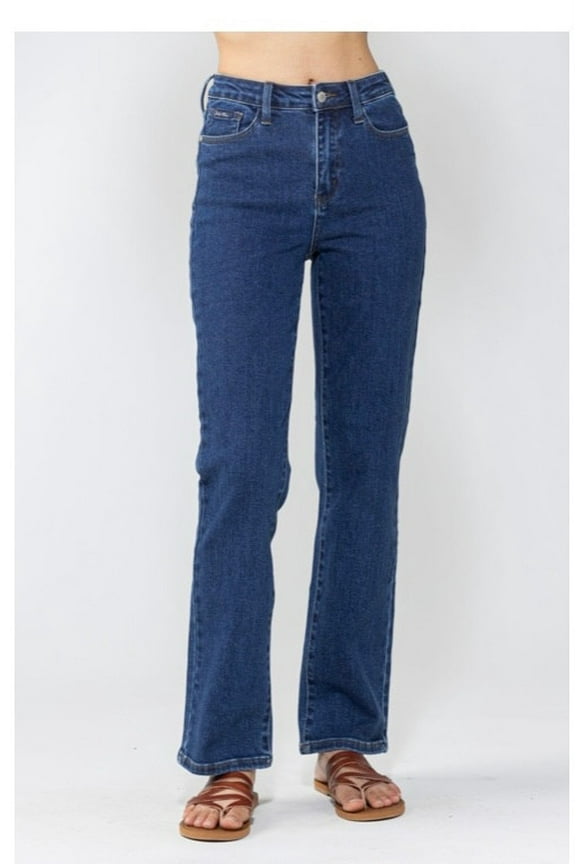 HIGH WAIST VINTAGE STONE WASH 90'S STRAIGHT JEANS (29)