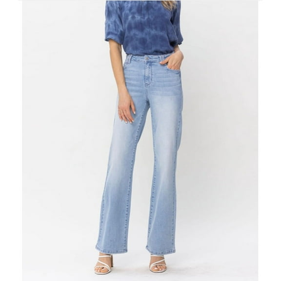 JUDY BLUE PLUS SIZE HIGH WAIST POCKET DETAILS WIDE LEG JEANS