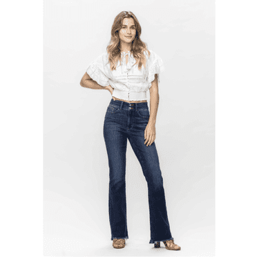 JUDY BLUE PLUS SIZE HIGH WAISTED VINTAGE FRAYED HEM BOOTCUT JEANS (24W)