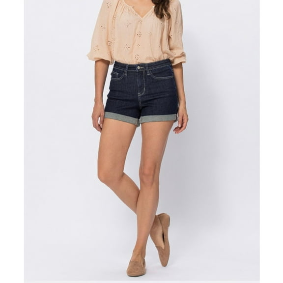 JUDY BLUE STONE WASH CUFFED SHORTS