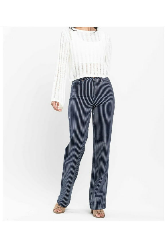 TUMMY CONTROL HIGH WAIST STRAIGHT STRIPE JEANS