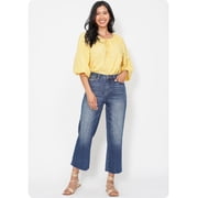 JUDY BLUE Wide Leg Cropped Raw Hem Back Pocket Embroidery Denim Capris-Summer Sassy