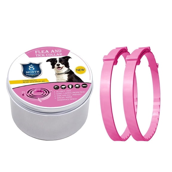 JUELEO 2-Pack Adjustable F`lea and T`ick Collars for Dogs, One Size Fits Most Breeds, Waterproof