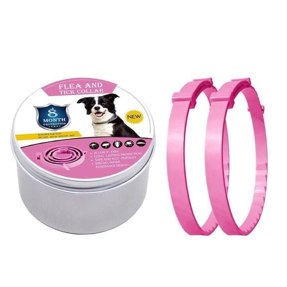 JUELEO 2-Pack Adjustable F`lea and T`ick Collars for Dogs, One Size Fits Most Breeds, Waterproof