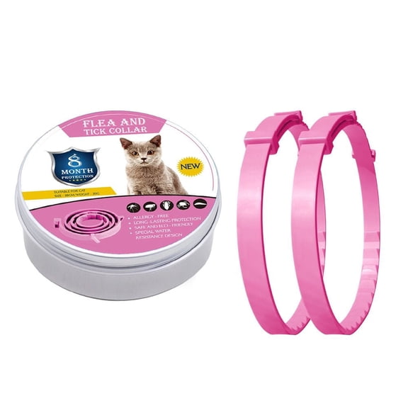JUELEO 2-Pack Adjustable Fl`ea and Ti`ck Collars for Cats, One Size Fits Most Breeds, Waterproof