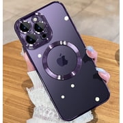 JUESHITUO Magnetic Clear for iPhone 14 Pro Max Case with Full Camera Protection, No.1 Strong N52 Magnets, for iPhone 14 Pro Max Case,6.7"-Deep Purple