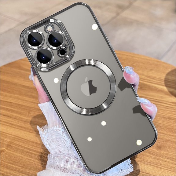 JUESHITUO Magnetic Titanium Color for iPhone 15 Pro Max Case with Full Camera Protection [No.1 Strong N56 Magnets] [Military Grade Drop Protection] for Magsafe Women Girls Phone Case (6.7")-Titanium