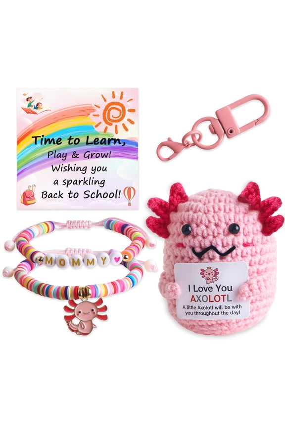 Back to School Gifts Ideas Axolotl Stuff Bracelet Gifts First Day of Kindergarten Jewelry and Positive Crochet Animals for Girls Daughter Granddaughter Niece