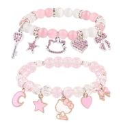 JUEXIN Cute Kitt Cat Bracelet Stuff Kawaii Bracelets Set Crystal Bead Elastic Friendship Bracelets Birthday Christmas Jewelry Gifts for Women Girlfriend Best Friend Sister