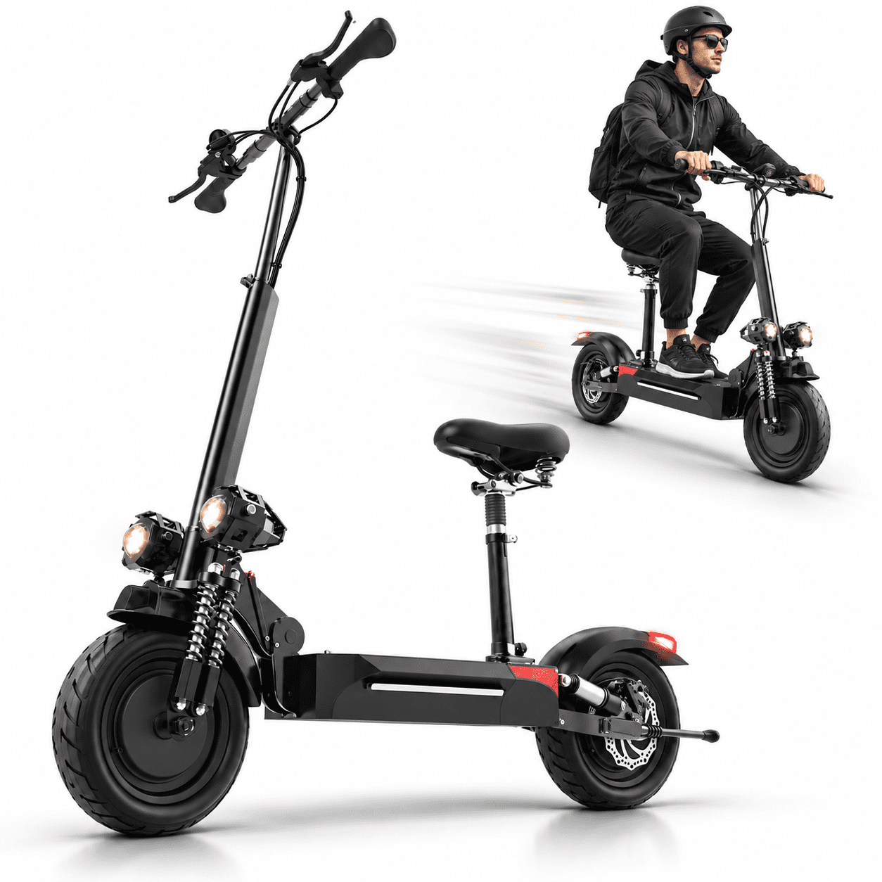 JUEXING Dual Motors 2400W Max Speed 40 mph, Up to 40 Miles Long-Range Battery and Fastest Electric Scooter for Adults