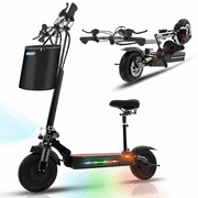 JUEXING Adult Electric Scooter with Seat, Dual Motors 2600W, Maximum Speed 42 Mph, Range 45 Miles, Foldable Commuter E Scooter with 10 inch Street Tires