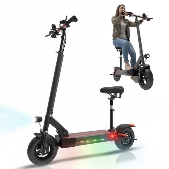 JUEXING Electric Scooter with Seat, 1200W Motor Up to 35 mph and 35 Miles Range, Folding Adult E Scooter Urban Commuter