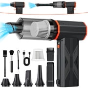 JUFINX 3-in-1 Electric Air Duster, Vacuum Cleaner and Vacuum Pumping of Storage Bag, 150000 RPM Portable Compressed Air Blower for Keyboard, PC, Car