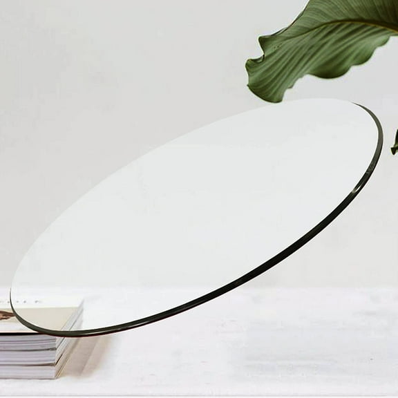 JUFU 18 Inch Round Tempered Glass Table Top, 0.26" Thick Pencil Polished Edge, Clear Glass for Patio, Dining, Coffee, and Side Tables