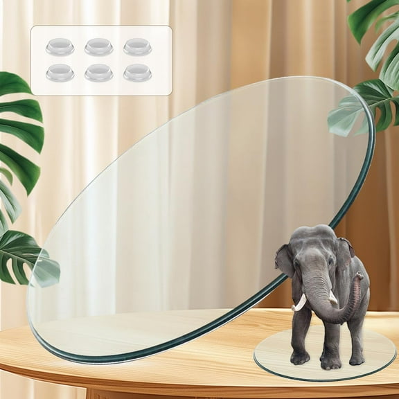 JUFU 18" Round Tempered Glass Table Top, 0.26" Thick with Pencil Edge – for Dining, Coffee, Office, Side, Restaurant Use