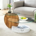 thumbnail image 1 of JUFU 35.4" Glass Coffee Table, Modern Round Coffee Table with MDF Base, 2-Tier Tempered Glass Top, Easy to Assemble, Ideal for Living Room, Small Space, Home Office, 1 of 9
