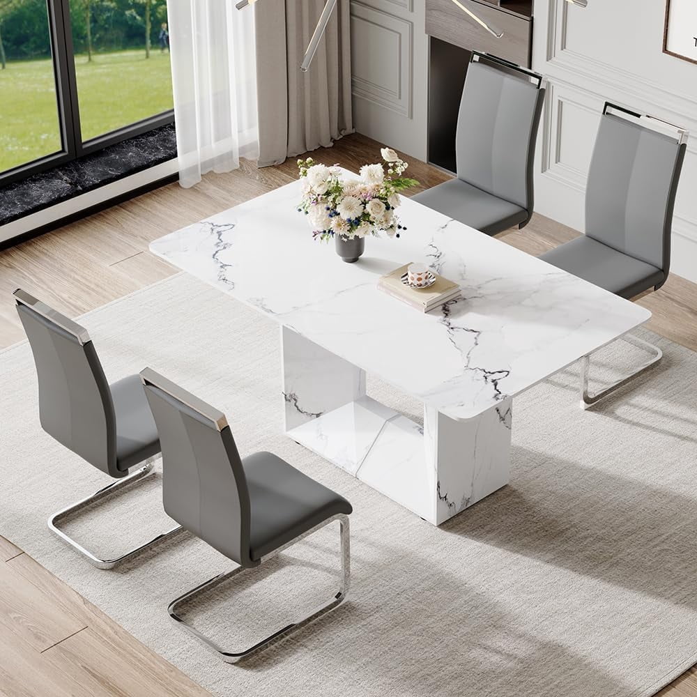 Table+4 Gray Chairs(Upgraded Version)