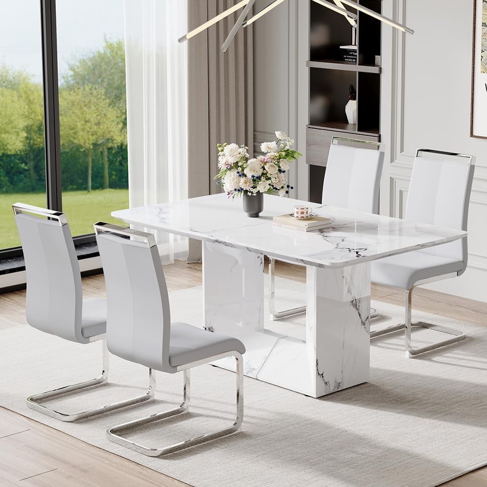 Table+4 Light Gray Chairs(Upgraded Version)