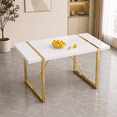 thumbnail image 1 of JUFU 55'' White Dining Table with Gold Metal Legs, Modern Kitchen Table for 4–6, 1 of 8