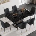 thumbnail image 1 of JUFU 63" Black Faux Marble Dining Table Set, 7-Piece Modern Dining Set with PU Leather Chairs and Metal Legs for Kitchen, Dining Room, Living Room, 1 of 10