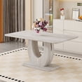 thumbnail image 1 of JUFU 63" Dining Table for 6, Faux Marble MDF Kitchen Dining Table, Modern Rectangular Dining Room Table with U-Shape Pedestal Base for Home Apartment, 1 of 8