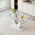thumbnail image 1 of JUFU 63" White Faux Marble Dining Table with Durable MDF Top, Modern Style for Kitchen Room, 1 of 6