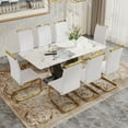 thumbnail image 1 of JUFU 71" Luxury White Marble Dining Table Set for 8, Modern Dining Table with 8 White PU Leather Chairs and Gold Metal Legs, Elegant Dining Room Table Set for Kitchen and Dining Room, 1 of 10