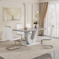 thumbnail image 1 of JUFU Dinner Table Set for 4, 63'' Grey Faux Marble Dining Room Table Set for 4 with PU Upholstered Chairs, Modern Rectangle Kitchen Table Chairs Set of 4, Ideal for Kitchen, Sturdy and Easy Assembly, 1 of 11
